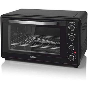 HAEGER KOERPER - Horno electrico con 2000W de Potencia, Capacidad de 55L - función de convección, Puerta de Cristal Doble translúcido, Iluminación Interior y función Grill