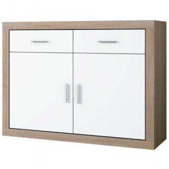 Aparador Nuka de melamina en color cambrian blanco, dimensiones 120 cm (ancho) x 90,2 cm (alto) x 41,4 cm (profundidad), con 2 puertas