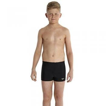 Speedo Logo Panel Aqua - Bañador para niño, color Noir/Vert Fluo/Jaune Fluo, tamaño FR : 14-16 ans