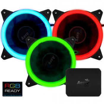 Ventilador Aerocool Rev RGB Pro de 12cm con Iluminación Dual LED y Control - 1200RPM, 15.1dBA