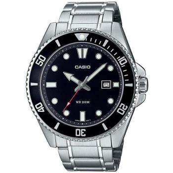 Casio Collection Men's Watch MDV-107D-1A1VEF Stainless Steel Silver Strap Black Dial Analog