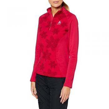 Odlo Midlayer 1/2 Zip Snowcross-Cerise/AOP Fw19, Jersey para Mujer, Mujer, 293081-70695, Cerise/AOP fw19, XS