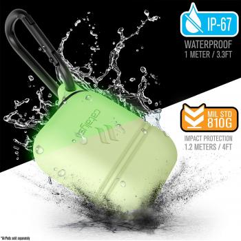 Catalyst Funda AirPods 2 & 1 Case Protective Carga Inalámbrica Compatible, Impermeable, Mosquetón, Sellado de Silicona Grado Militar, Accesorios AirPods, Waterproof AirPods Case by Fosforescente