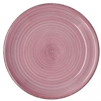 Plato Llano Cerámico 27cm Rosa Brillo - Pintado a Mano, Apilable, Apto Microondas y Congelador
