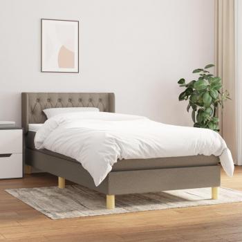 Bastidor de cama box spring con colchón Tortera 100x200 cm en tela gris taupe