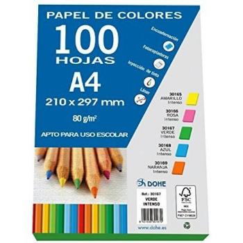 Dohe 30167 - Pack de 100 papeles A4, 80 g, color verde intenso