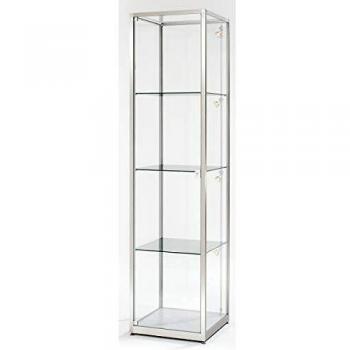 Vitrina de columna Kaiserkraft 756593, altura 2000 mm, 1 puerta batiente, dimensiones A x P 400 x 400 mm, anodizado en color plata