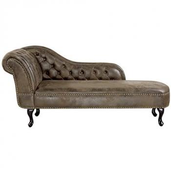 Chaise Longue Vintage Izquierda en Piel Sintética Marrón Nimes