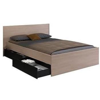Cama Velona 140 x 190 cm con 2 Cajones - Color Natural y Negro