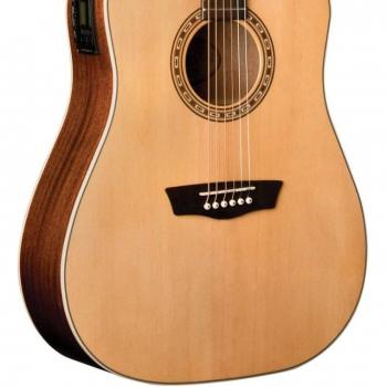 Washburn Harvest Series D7SCE Natural Acoustic-Electric Folk Guitar