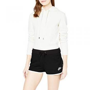 NIKE W NSW Hrtg Short Mesh Pantalones Cortos de Deporte, Mujer, Black/White/White, L