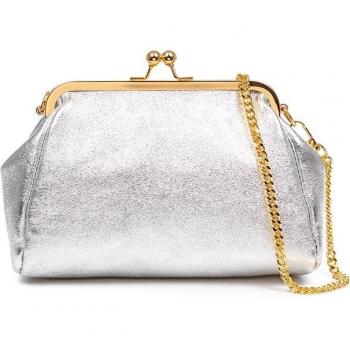 Bolso de mano mujer Firenze Artegiani en piel auténtica gamuza lacada brillante, hecho en Italia