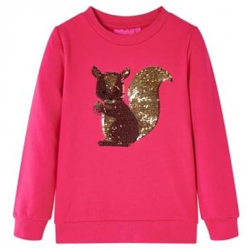 Sudadera Infantil con Ardilla de Lentejuelas Rosa Chillón 140