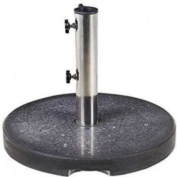 Base para sombrilla redonda de granito negro y acero inoxidable 45 cm - 25 kg Ceggia