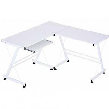 HOMCOM Mesa de Ordenador PC Escritorio para Oficina Hogar 2 Tipos Mesa Esquinera Forma L Escritorio Recta Marco Acero