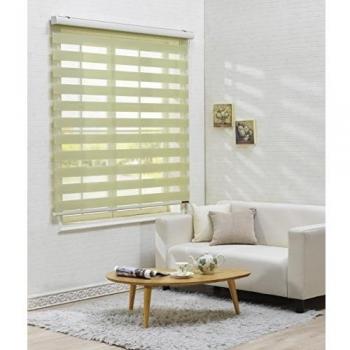 Estor horizontal de ventana – estor doble enrollable, máximo de 240 cm de ancho por 240 cm de largo, poliéster y mezcla de poliéster, 14.light_green, W100 x H240