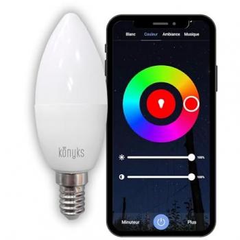Bombilla LED E14 Konyks Antalya Max Easy - Conexión Wi-Fi y Bluetooth, 5W, Colores RGB y Blanco Regulable, Compatible con Alexa y Google