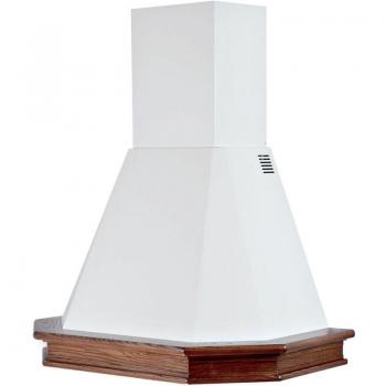 Cappa Aspirante Rústica 5 Lati de Acero Inoxidable Blanco y Estructura de Madera Color Tabaco 90 cm