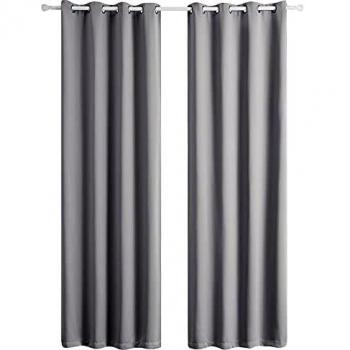 Bedsure Cortinas Opacas Térmicas Aislantes - Cortinas Salon 2 Piezas Acustica y Antiruido, Cortina Protección Solar y Anti Luz 140x240, Gris Claro