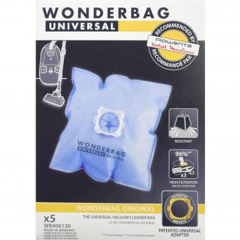 Rowenta WB406120 Wonderbag Classic - Bolsa de Aspiradora Universal, Textil, Azul, Pack de 5 Unidades