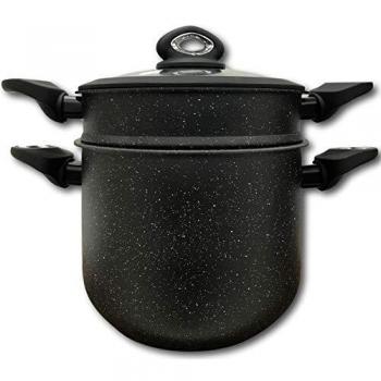 Cflagrant - Olla para cuscús, para cocinar al vapor 28 cm/10 l, inducción, «forma de piedra» con junta de sellado de silicona, cocina sin materia grasa ideal para 10 a 12 personas