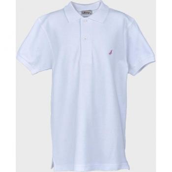 Polo de niño blanco de algodón con detalle bordado