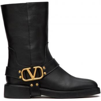 Valentino Garavani Women's Vlogo Signature Leather Ankle Boots in Black | Size 37 | 5W2S0JK6DSH0NO