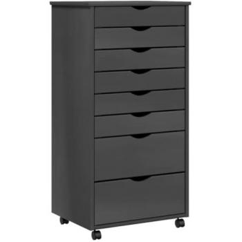vidaXL Rolling Cabinet with Drawers MOSS Grey Solid Wood Pine