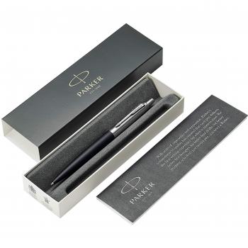 Parker - Bolígrafo Jotter XL, adorno cromado, punta mediana, tinta azul, en estuche de regalo, color negro mate Richmond, 1 Unidad