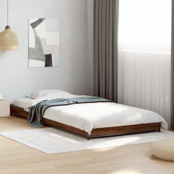 Cama de Madera Multicapa y Metal Marrón Roble 90x190 cm