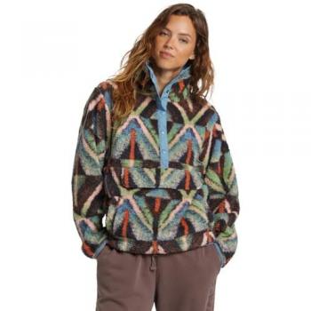 Sudadera Billabong Switchback Pull para mujer en color multicolor, forro polar negro azul verde, talla M, chaqueta de forro polar estándar para mujer