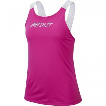 Nike W Nk Dry TNK Elastika JDI Grx Camiseta, Mujer, Active Fuchsia/White, 2XL