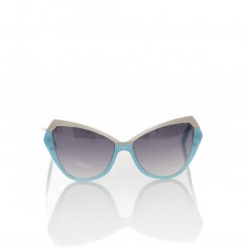 Frankie Morello Light Blue Acetate Cat Eye Sunglasses with Metallic Turquoise Trim, Female, Size: ONE SIZE