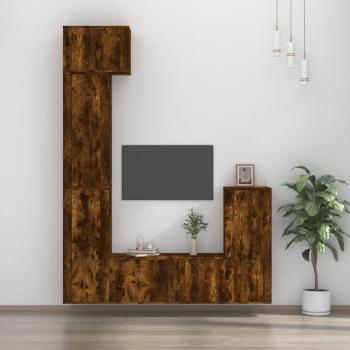 Set de muebles para TV 5 piezas madera contrachapada roble ahumado Vidaxl Marrón