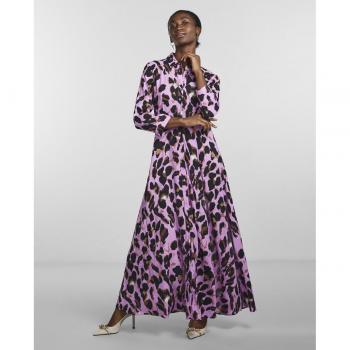 Yas - Vestido largo camisero, vestido de mujer, diseño camisero, largo hasta el tobillo, manga larga, cierre frontal con botones, confeccionado en algodón suave y ligero, disponible en varios colores