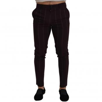 Dolce & Gabbana Brown Striped Slim-fit Cotton Trousers for Men, Size M (IT48)