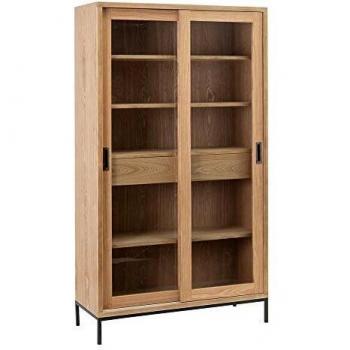 Vitrina de Madera Natural de 2 Puertas de 109x42x198 cm - LOLAhome