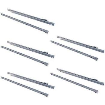 EMUCA - Guías correderas para cajones 800mm con extracción Parcial Color Gris Metalizado, Lote de 5 guías para cajones