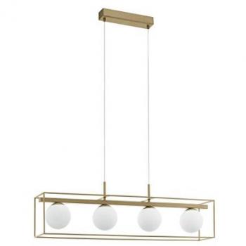 Lámpara Colgante Eglo Vallaspra 4 Luces E14 Acero Champán Opal-Mate