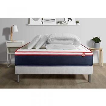 Pack Vitalit Colchón 200x200 cm Muelles y Viscoelástica + Somier de Lamas + 2 Almohadas + Edredón