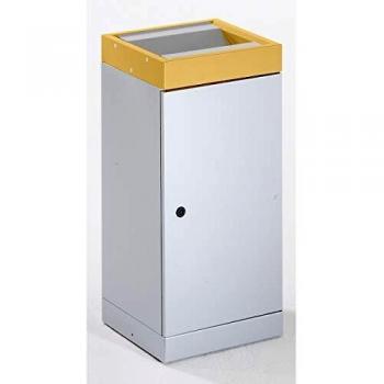 Contenedor de reciclaje con tapa oscilante, 70 litros, puerta abatible, color amarillo
