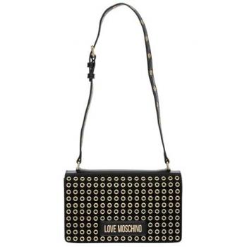 Love Moschino Black Studded Shoulder Bag with Magnet Closure for Women, Style JC4059PP1LLH100A