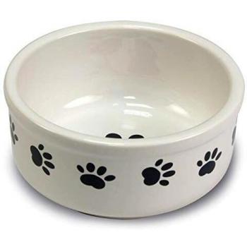 Arquivet Comedero, Bebedero de cerámica para Perro o Gato Estilo Huellas - Recipiente Comida para Mascotas - Plato alimentador de cerámico para Perros y Gatos - Cuenco para Perros y Gatos - 15 cm
