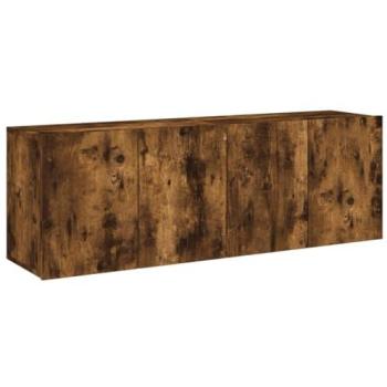 Mueble de TV de pared 2 piezas roble ahumado diseño contemporáneo 60 x 30 x 41 cm