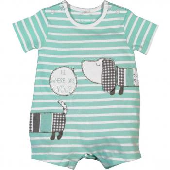 Boboli Knit Play Suit Striped For Baby Boy, Body para Bebés, Grün