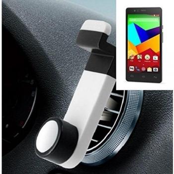 Smartphone universal Holder Holder / Car montaje / parabrisas para el BQ Readers Aquaris E5 LTE. blanco. Titular de teléfono de la rejilla de ventilación se puede utilizar con los teléfonos inteligentes y las tabletas de 5.2 cm - 9,4 cm de ancho. Titul