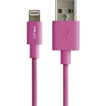 PNY Cable Lightning de Carga y Sincronización de 1,2m para Apple iPad, iPhone y iPod, Color Rosa
