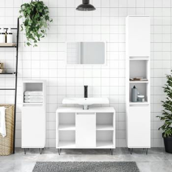 Conjunto de muebles de baño 3 piezas de madera blanca multicapa