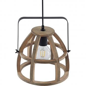 Lámpara colgante Lindby Pilarion, 1 luz, 25 cm, color marrón, hecha de madera e.o., adecuada para salón y comedor, con casquillo E27