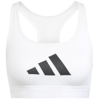 Adidas Powerreact Big Logo Graphic Sports Bra White XL Women's Performance Activewear